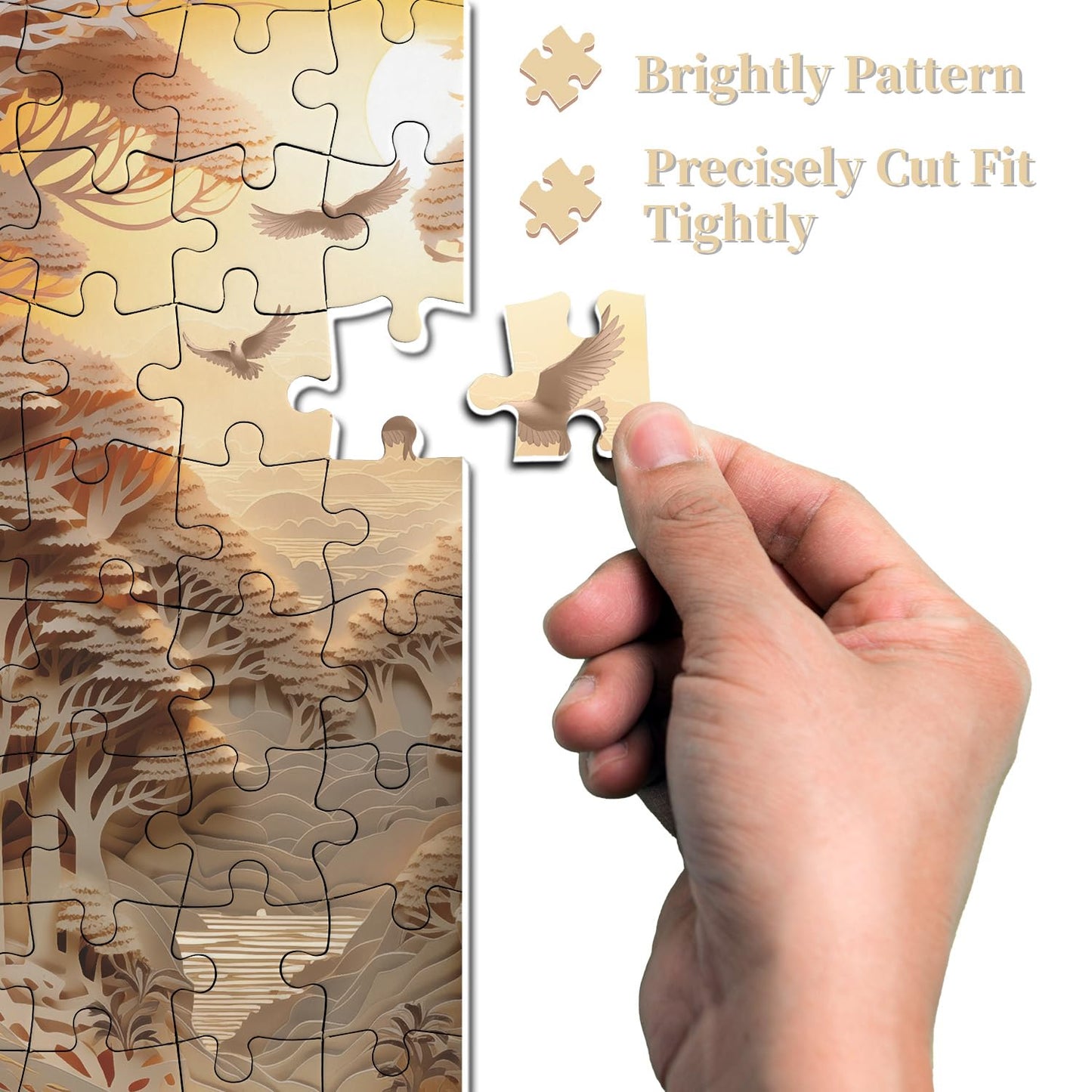 PPuzzling Forest Sunset 1000-Piece Puzzle for Adults | Tree of Life Jigsaw & River Scene Wall Decor