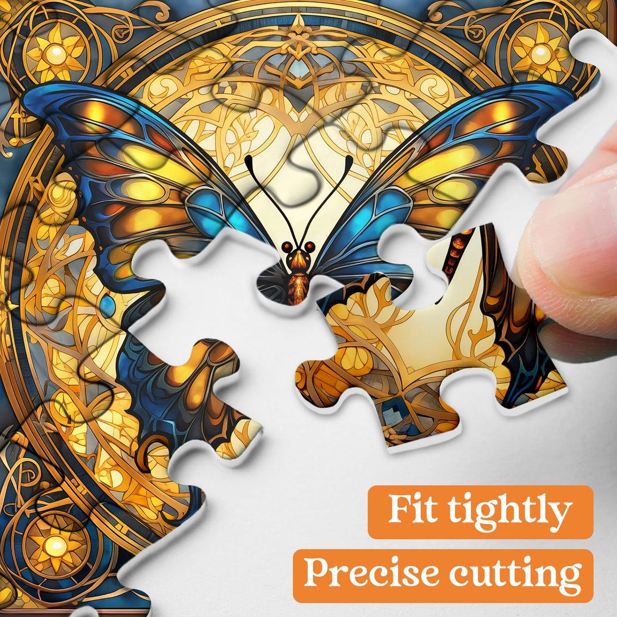 PPuzzling Vintage Butterfly Puzzle — 1000-Piece Stained Glass Jigsaw for Adults