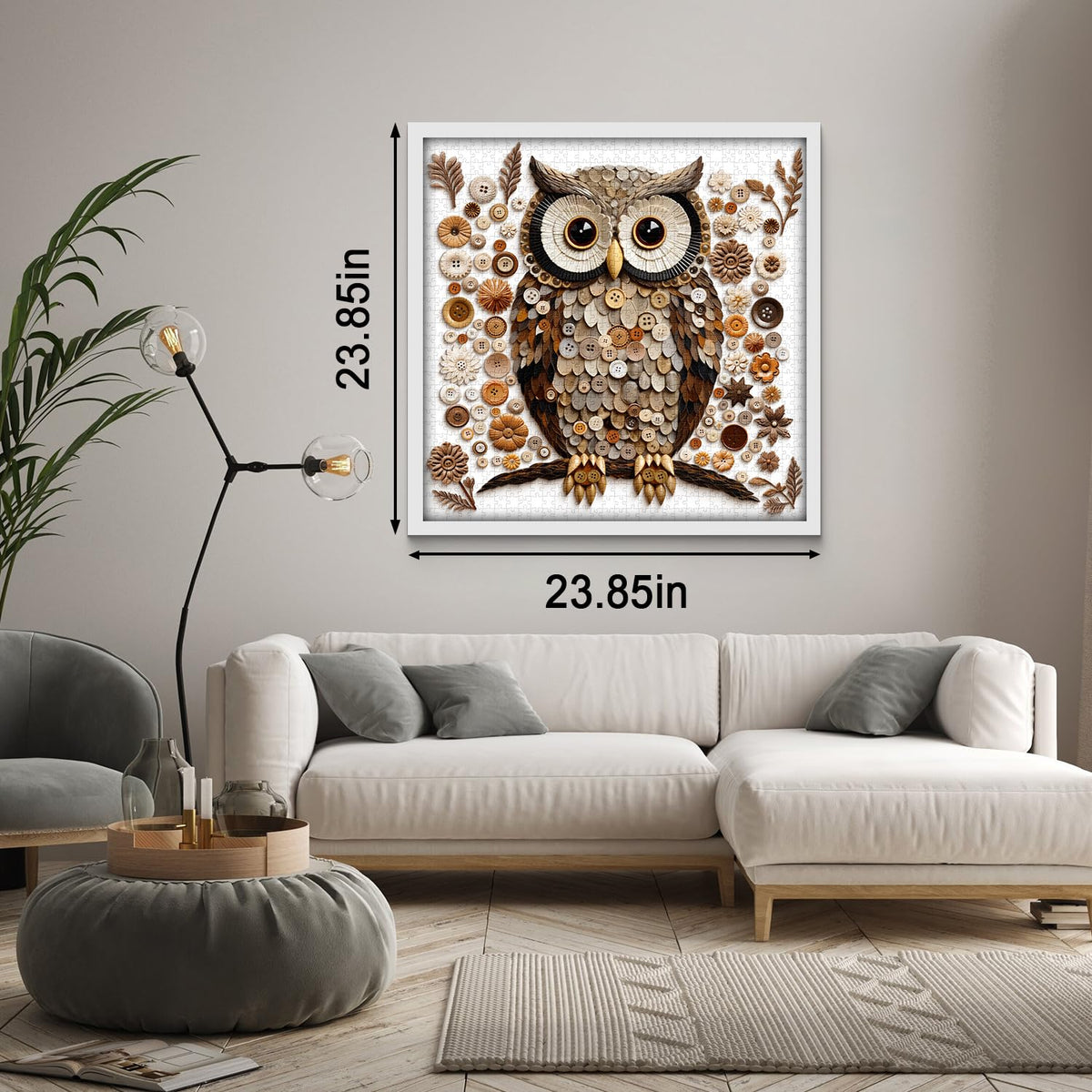 PPuzzling Button Owl Puzzle – 1000 Pieces, Nature Forest Jigsaw, Vintage Animal Art for Adults
