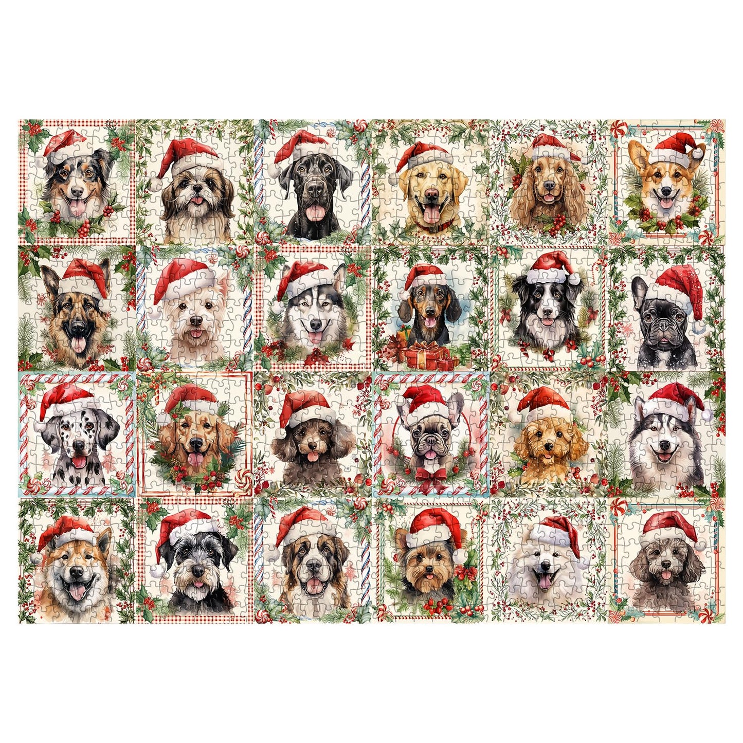 PPuzzling Christmas Dog Puzzles – 1000 Piece Jigsaw for Adults | Festive Wall Art