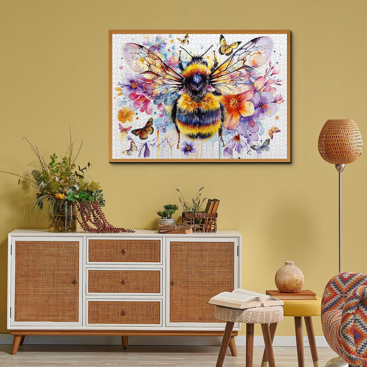 PPuzzling Flowers Bee Puzzle 1000 Pieces - Garden Bee Butterfly Jigsaw for Adults