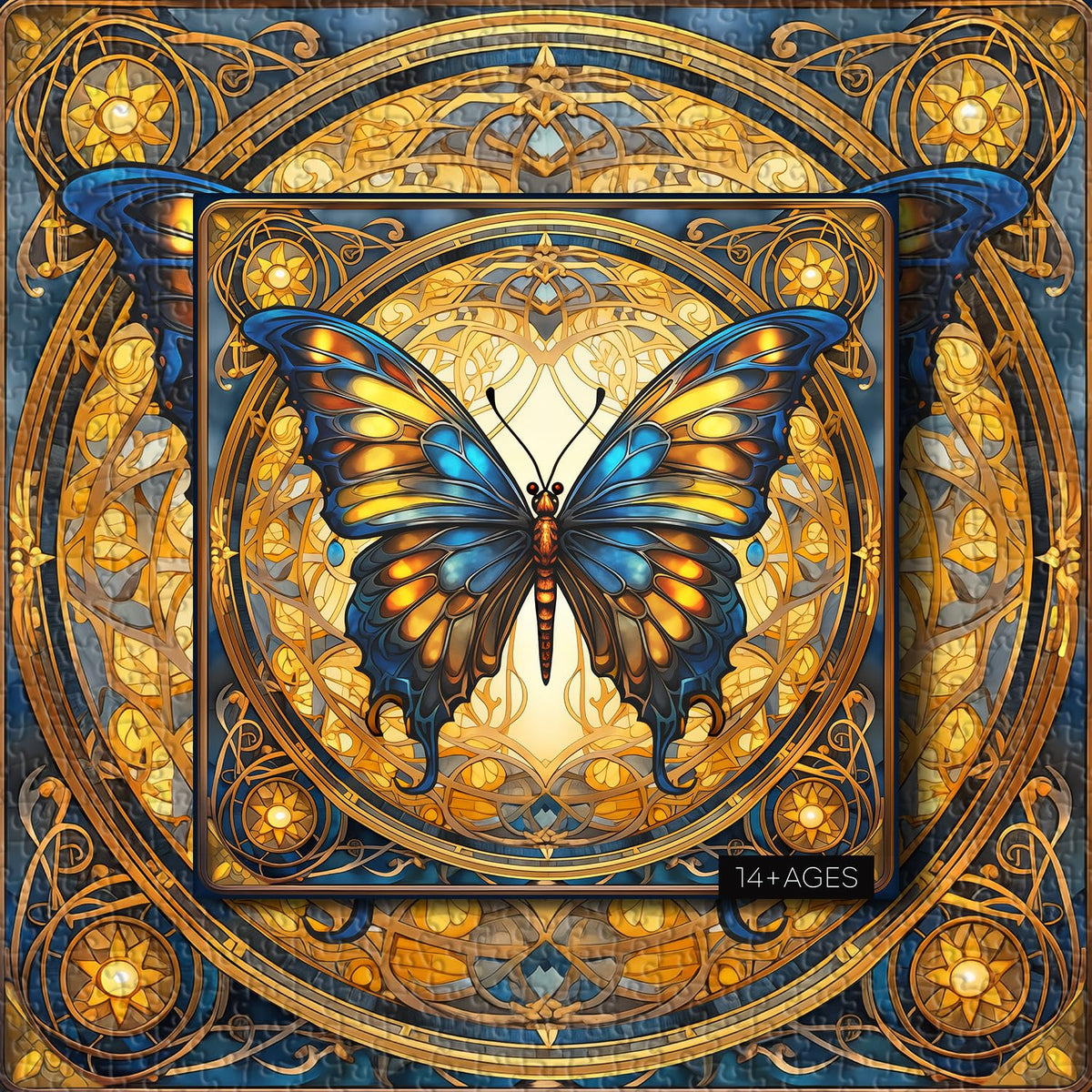 PPuzzling Vintage Butterfly Puzzle — 1000-Piece Stained Glass Jigsaw for Adults