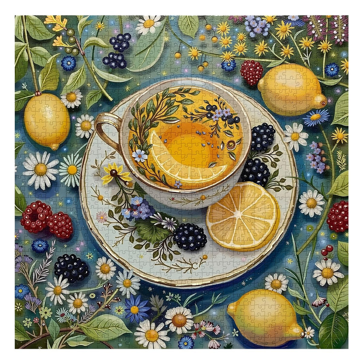 PPuzzling Flower Teacup Puzzle 1000 Pieces – Vintage Teacups, Wildflower Garden Jigsaw