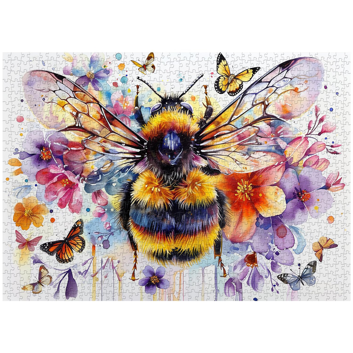 PPuzzling Flowers Bee Puzzle 1000 Pieces - Garden Bee Butterfly Jigsaw for Adults