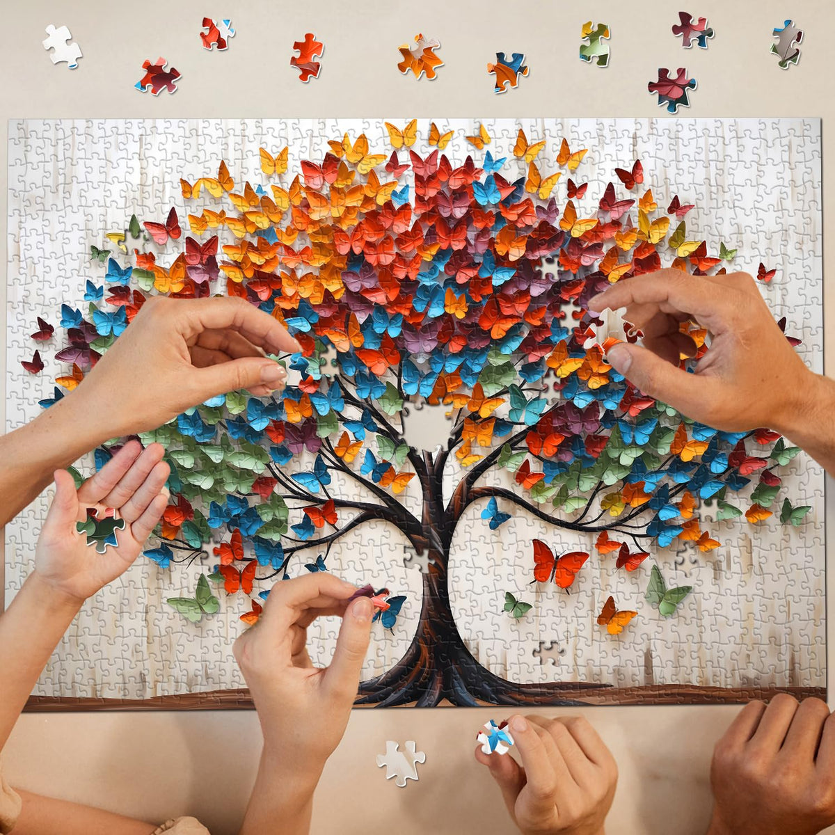 PPuzzling Butterfly Tree Puzzle 1000 Pieces for Adults – Tree of Life with Colorful Butterflies