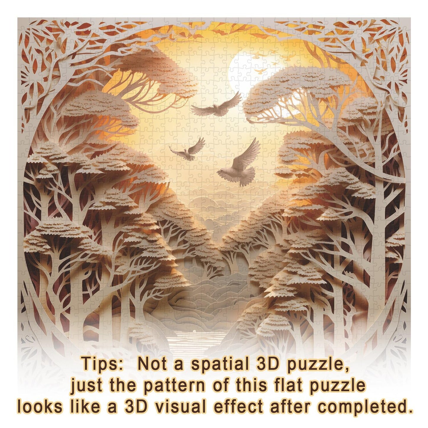 PPuzzling Forest Sunset 1000-Piece Puzzle for Adults | Tree of Life Jigsaw & River Scene Wall Decor