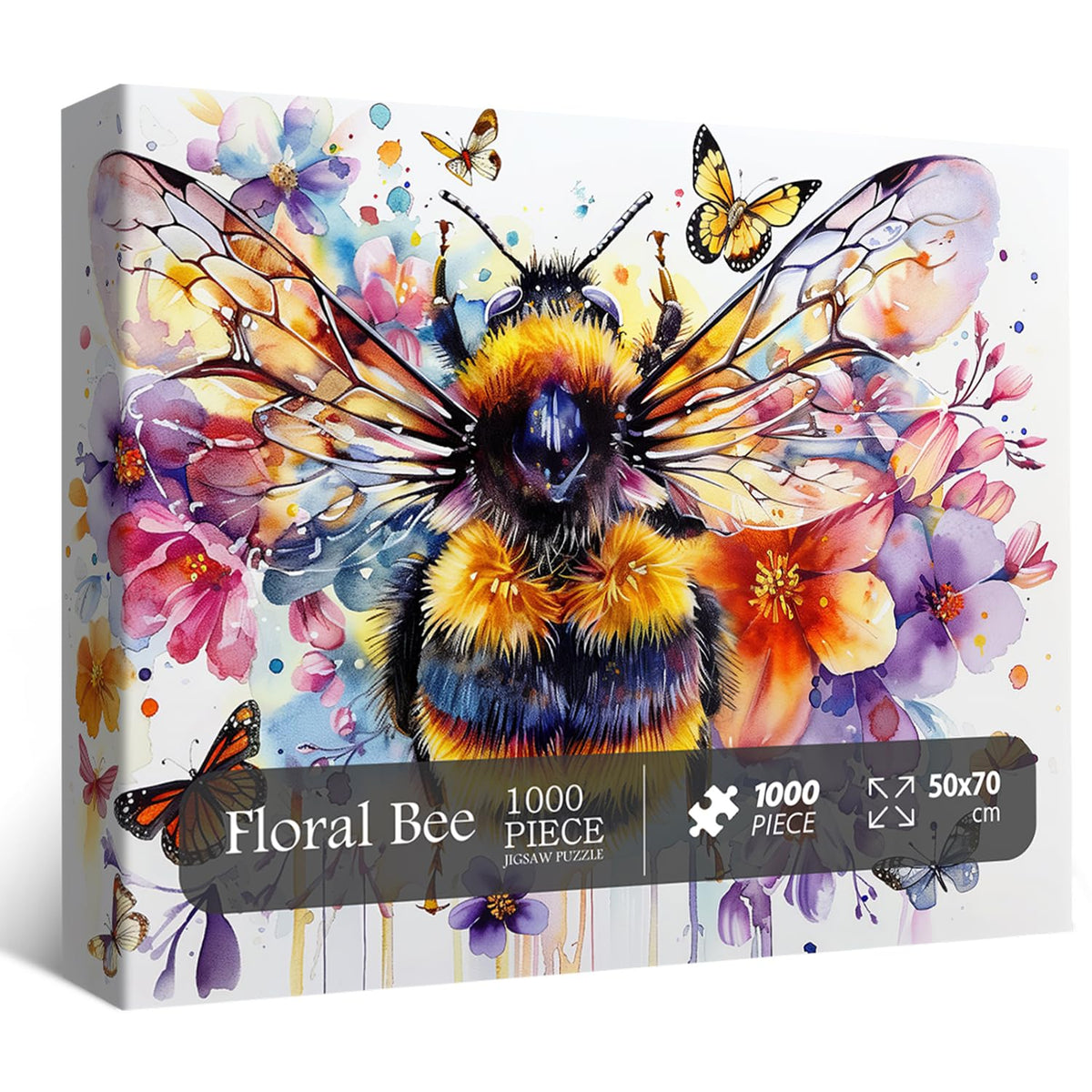 PPuzzling Flowers Bee Puzzle 1000 Pieces - Garden Bee Butterfly Jigsaw for Adults
