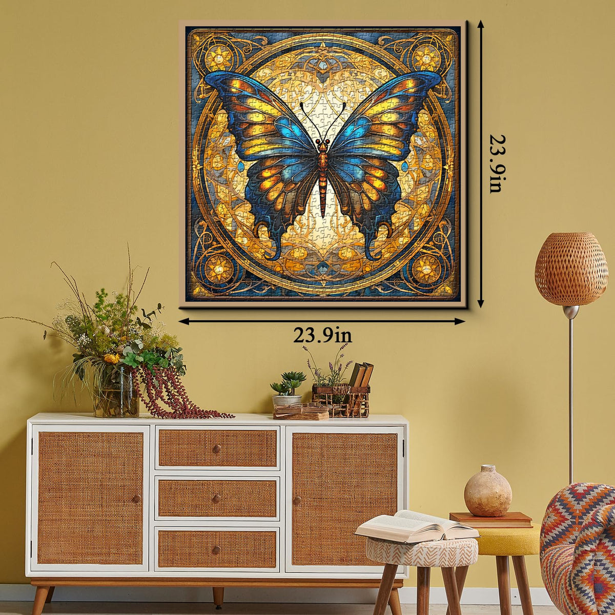 PPuzzling Vintage Butterfly Puzzle — 1000-Piece Stained Glass Jigsaw for Adults