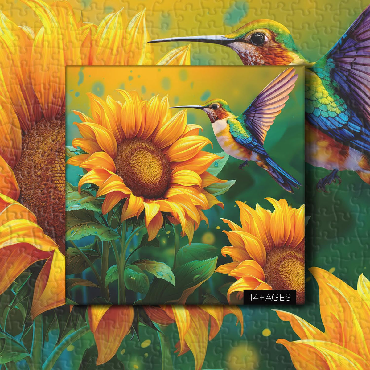 PPuzzling Sunflower Hummingbird 1000-Piece Puzzle for Adults | Colorful Bird & Flower Art