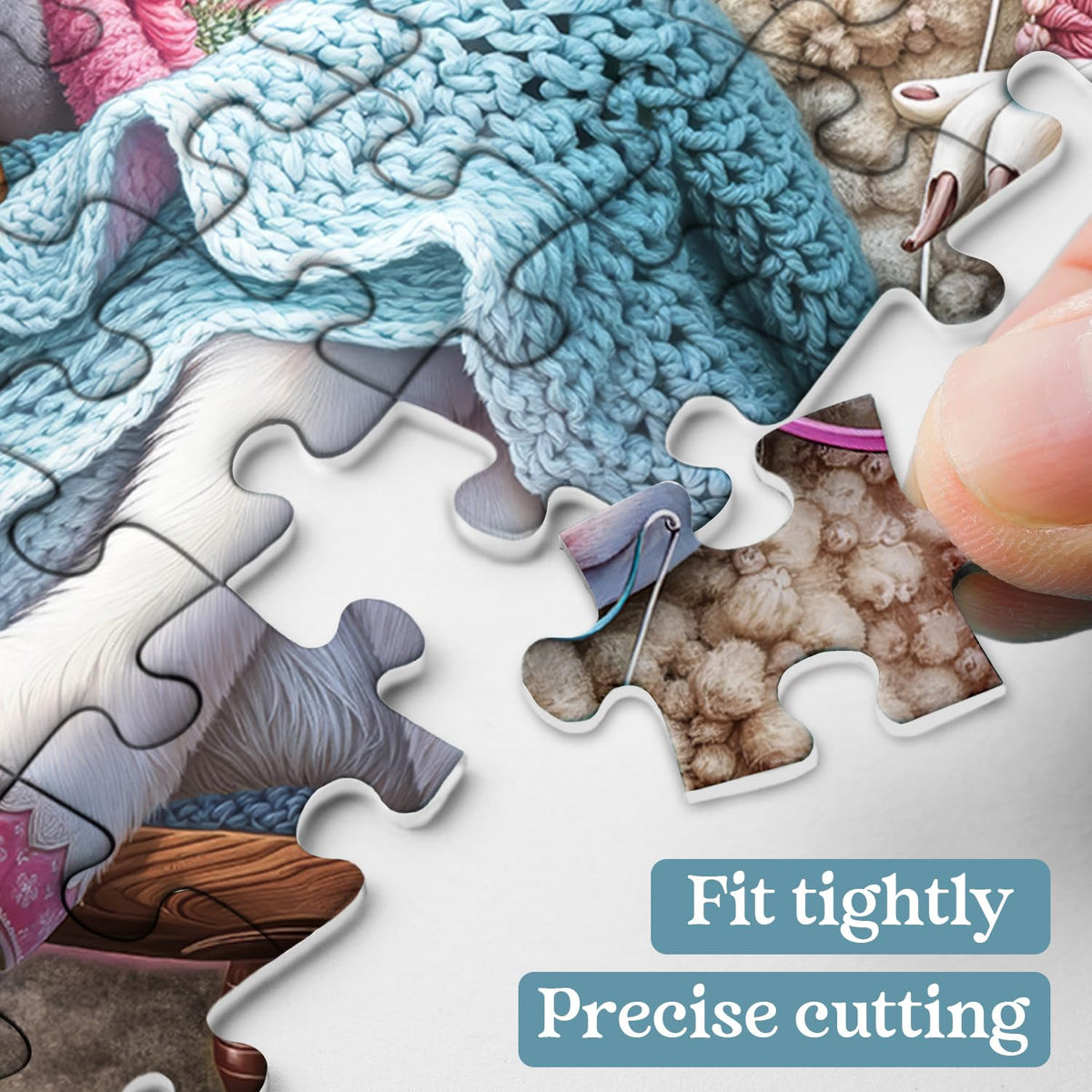 PPuzzling Animal Sheep Puzzle 1000 Pieces – Lamb with Yarn Knit, Floral Home Decor