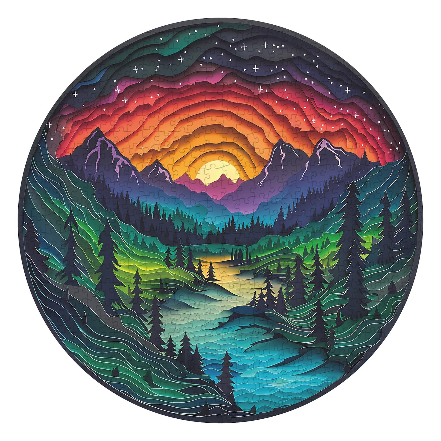 PPuzzling Magic Forest Round 1000-Piece Puzzle – Nature Landscape Jigsaw