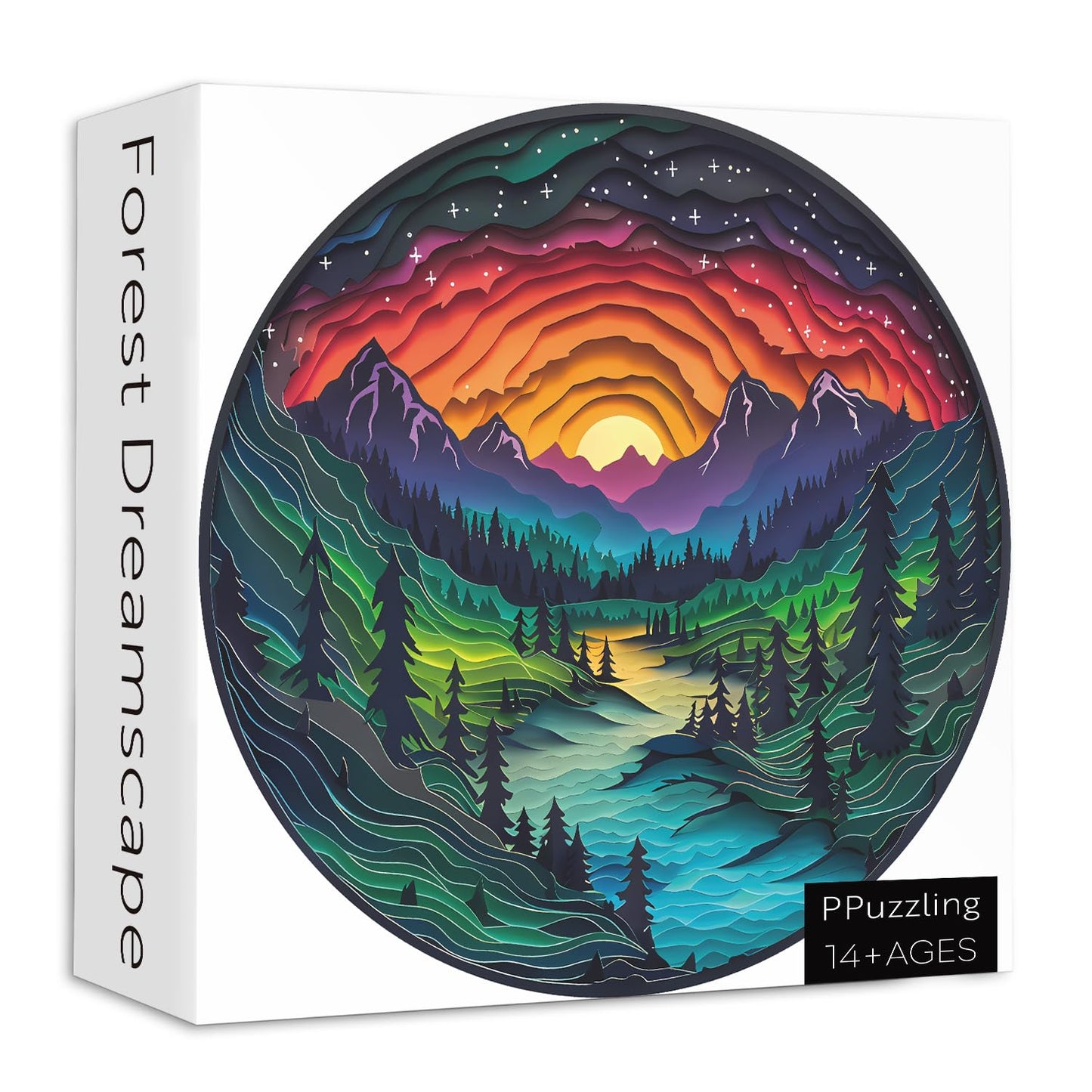 PPuzzling Magic Forest Round 1000-Piece Puzzle – Nature Landscape Jigsaw