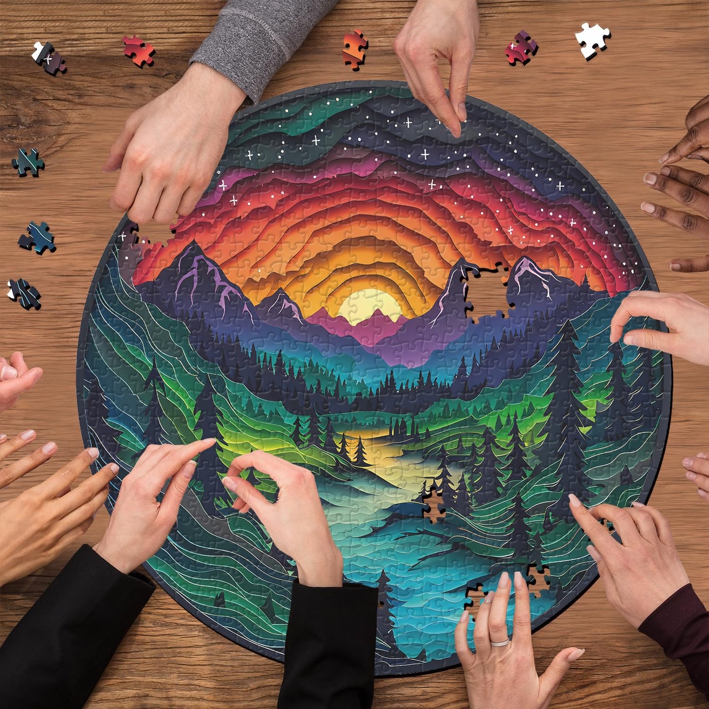 PPuzzling Magic Forest Round 1000-Piece Puzzle – Nature Landscape Jigsaw