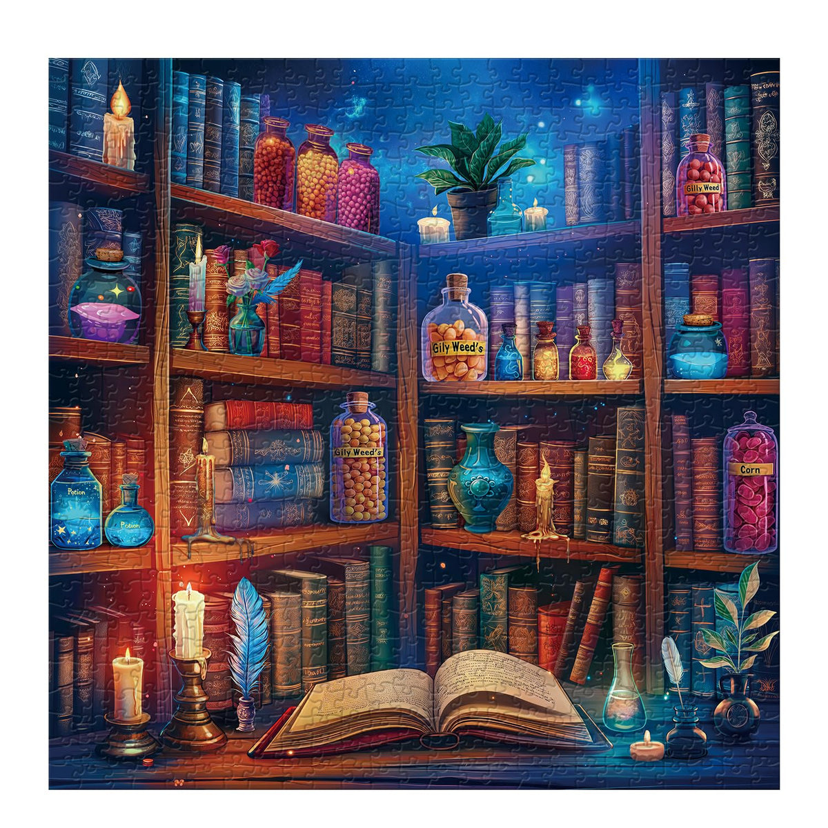 PPuzzling Vintage Book Puzzles for Adults | 1000-Piece Magic Library Bookshelf Jigsaw