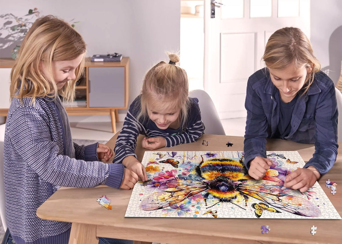 PPuzzling Flowers Bee Puzzle 1000 Pieces - Garden Bee Butterfly Jigsaw for Adults