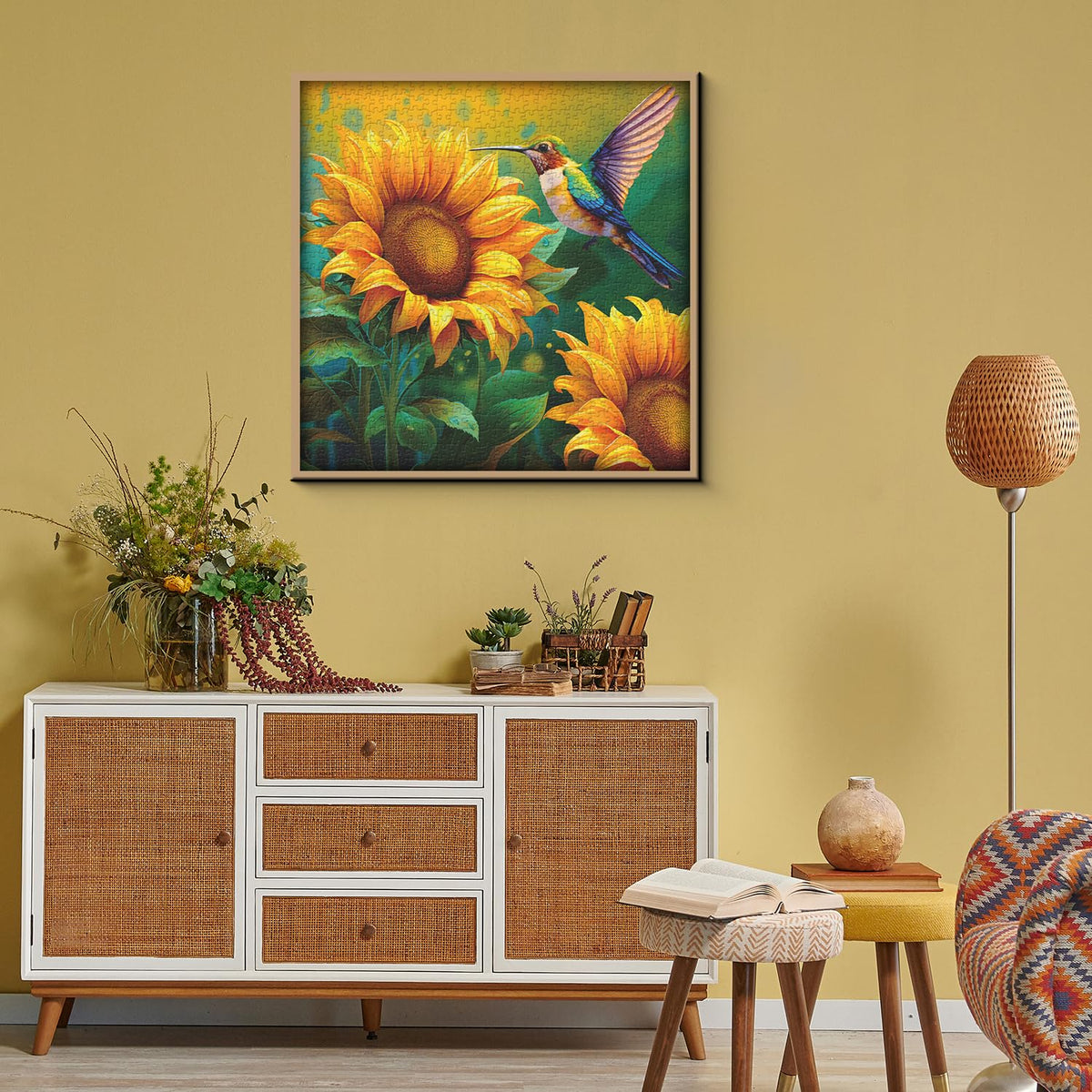 PPuzzling Sunflower Hummingbird 1000-Piece Puzzle for Adults | Colorful Bird & Flower Art