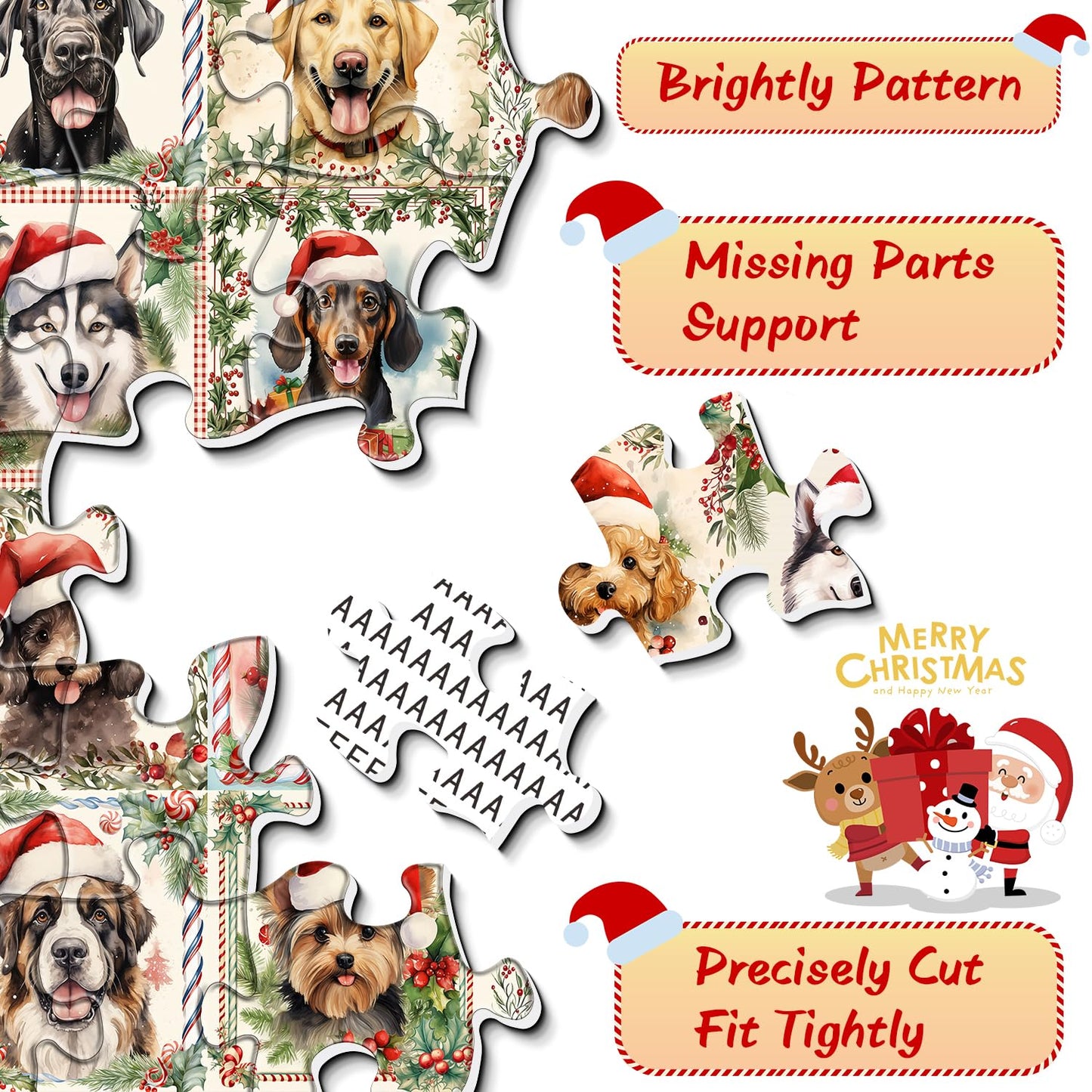 PPuzzling Christmas Dog Puzzles – 1000 Piece Jigsaw for Adults | Festive Wall Art
