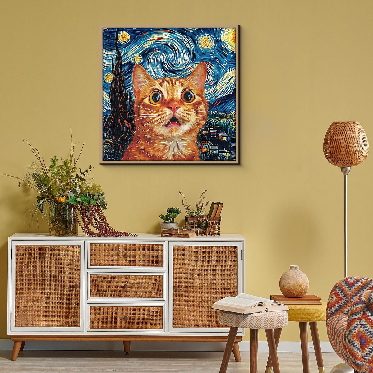 PPuzzling Cat Puzzles for Adults 1000 Pieces – Starry Night Aesthetic Jigsaw, Kitten Landscape