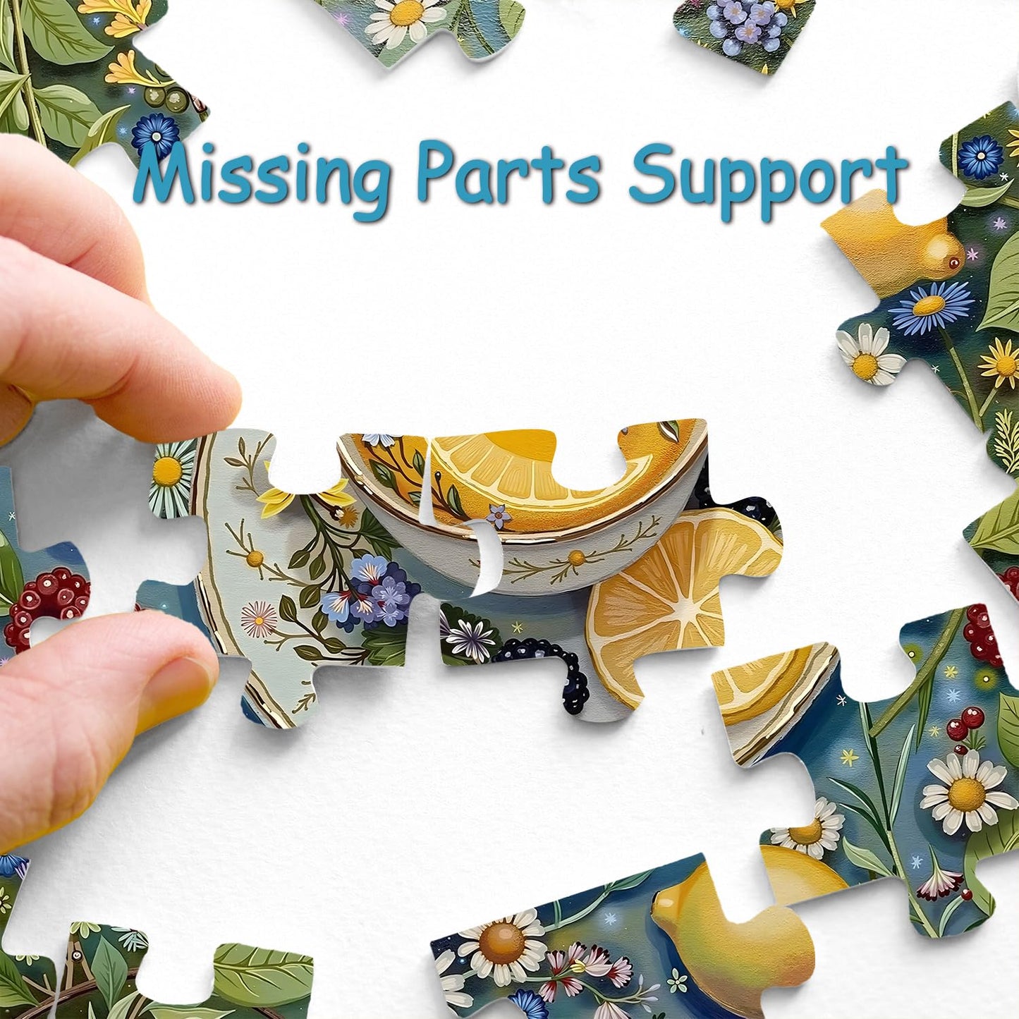 PPuzzling Flower Teacup Puzzle 1000 Pieces – Vintage Teacups, Wildflower Garden Jigsaw