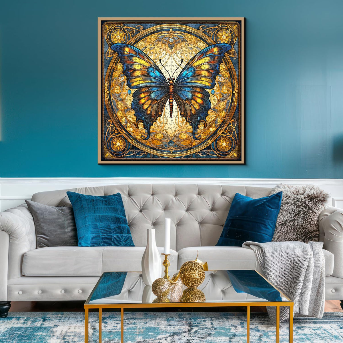 PPuzzling Vintage Butterfly Puzzle — 1000-Piece Stained Glass Jigsaw for Adults