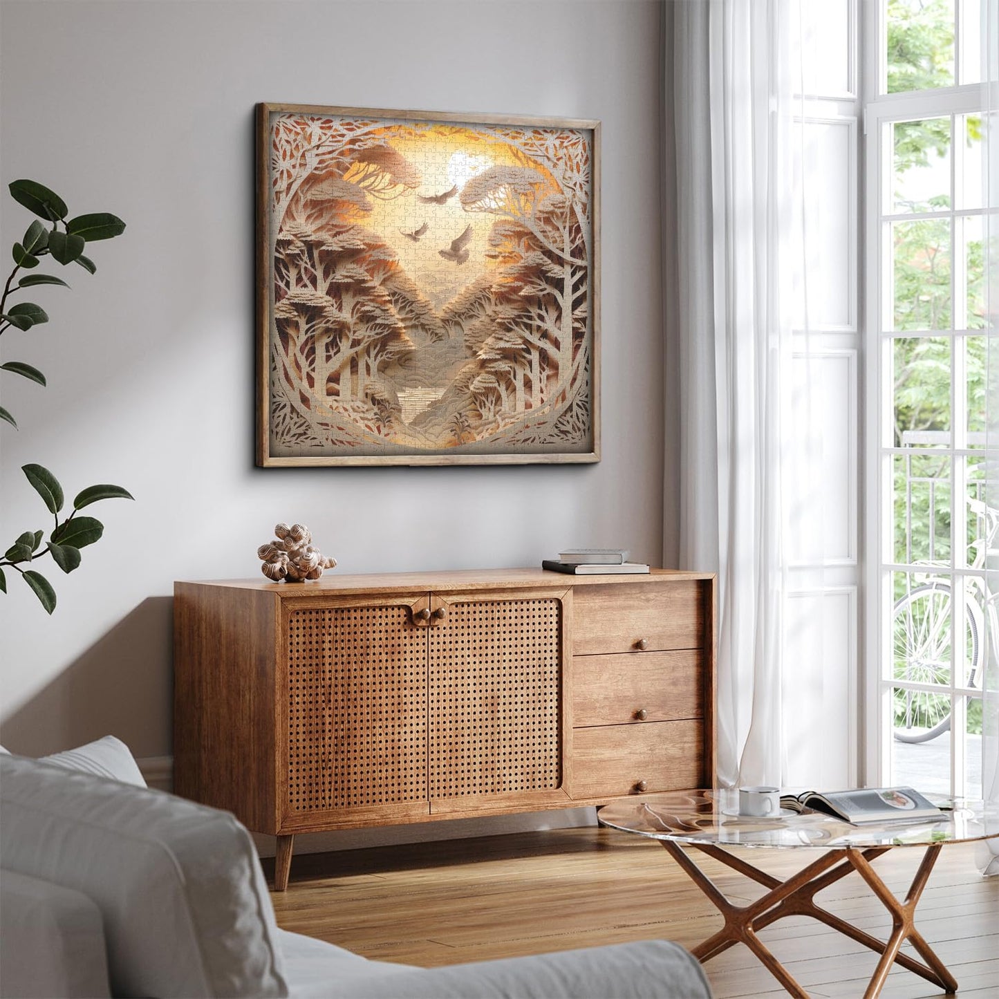 PPuzzling Forest Sunset 1000-Piece Puzzle for Adults | Tree of Life Jigsaw & River Scene Wall Decor