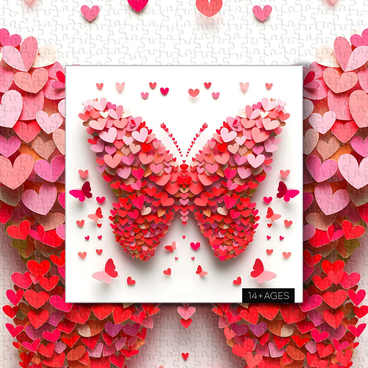 PPuzzling Valentine Butterfly Puzzle 1000 Pieces — Colorful Heart Jigsaw for Adults