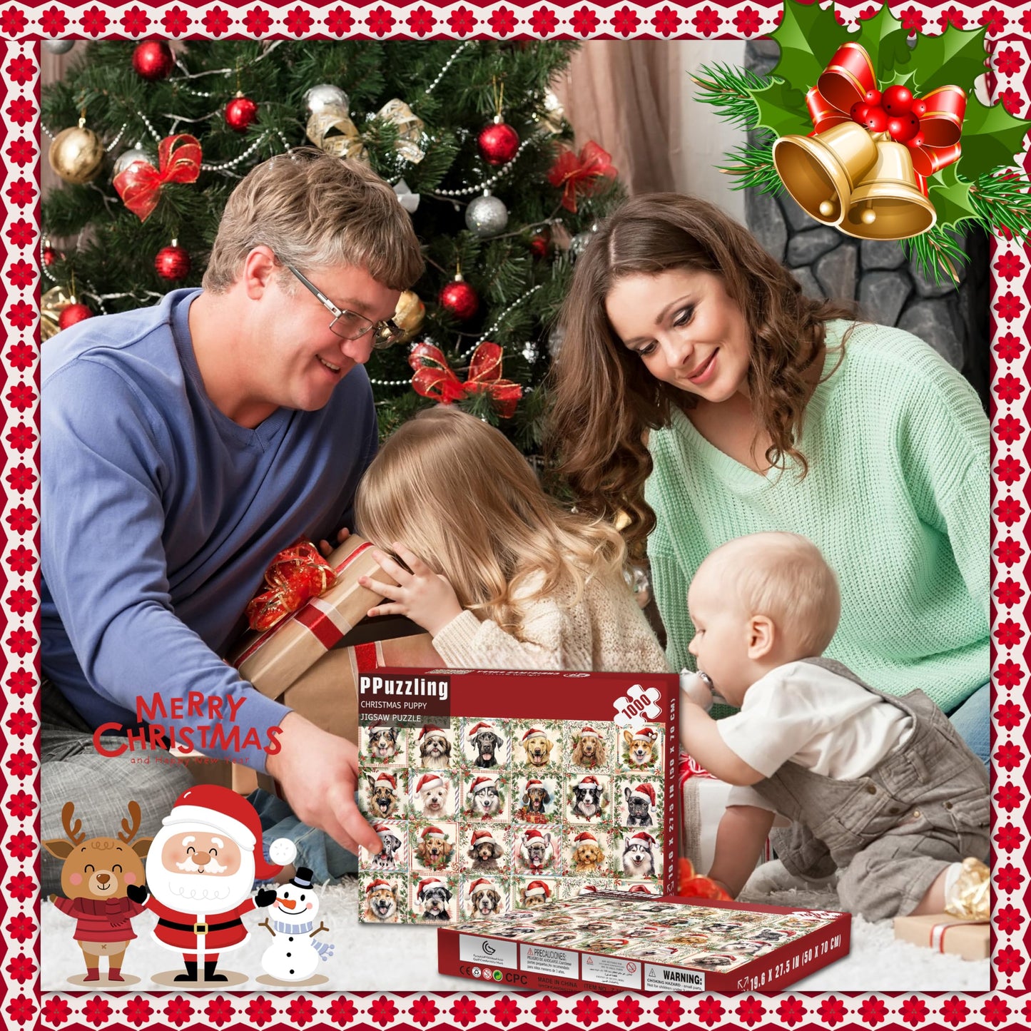 PPuzzling Christmas Dog Puzzles – 1000 Piece Jigsaw for Adults | Festive Wall Art
