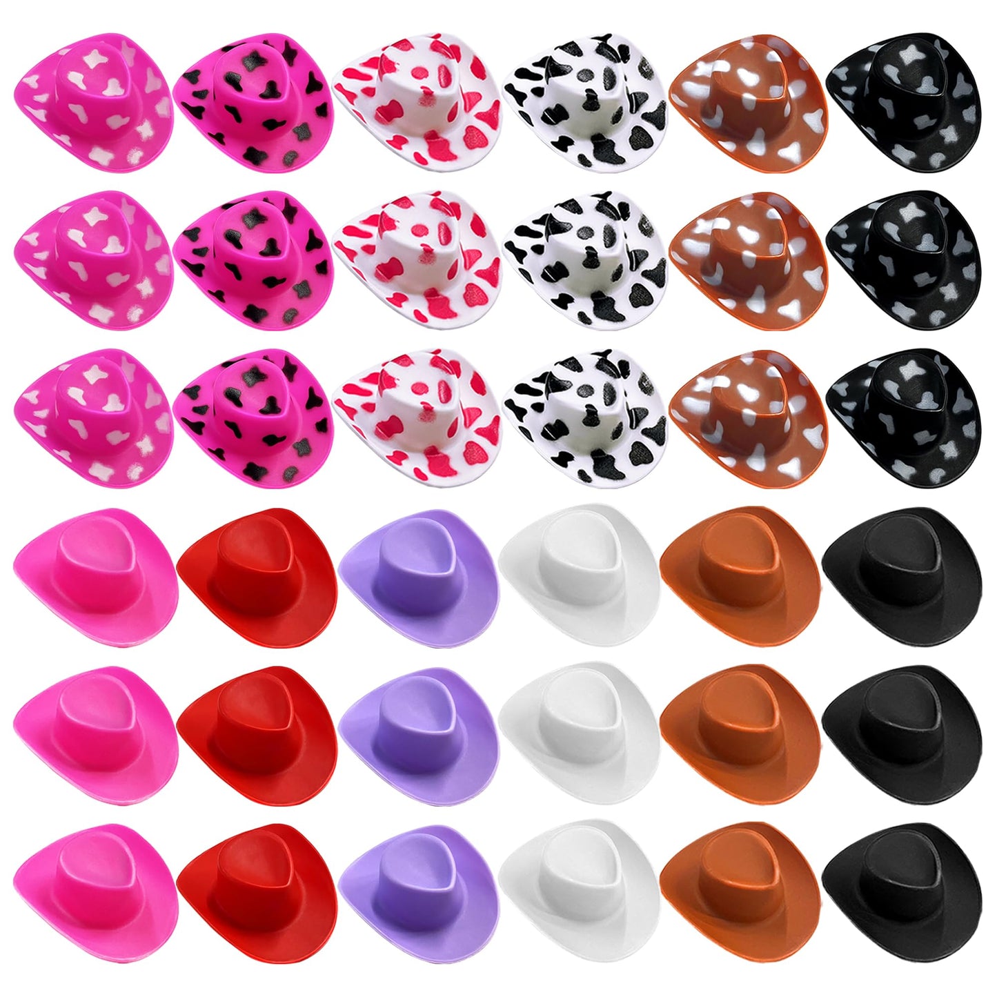 PPXMEEUDC 36 Pcs Plastic Mini Western Cowboy Hats for Crafts & Dollhouse Decor
