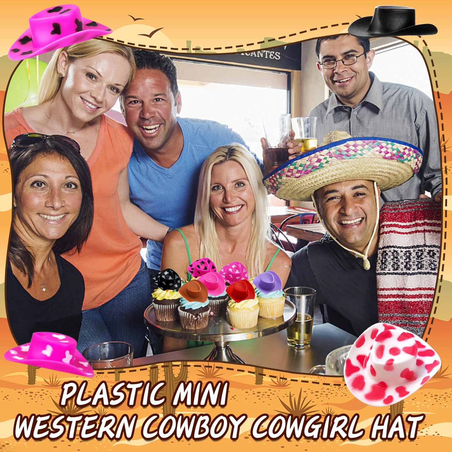 PPXMEEUDC 36 Pcs Plastic Mini Western Cowboy Hats for Crafts & Dollhouse Decor