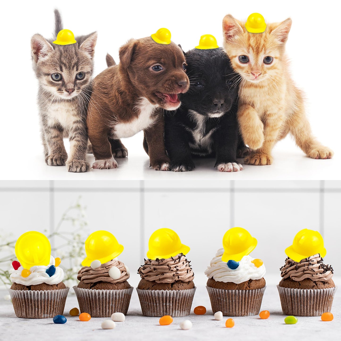 PPXMEEUDC 30 PCS Mini Construction Hat | Plastic Party Toys & Favors