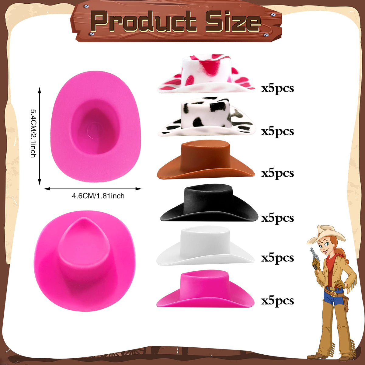 PPXMEEUDC 30PCS Plastic Mini Western Cowboy Hats – Party Accessories & Dress-Up