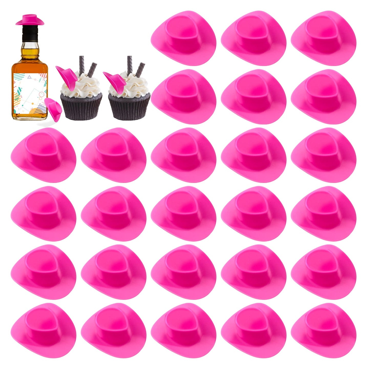PPXMEEUDC 30Pcs Pink Mini Cowboy Hats – Western Doll Dress-Up & Party Decor