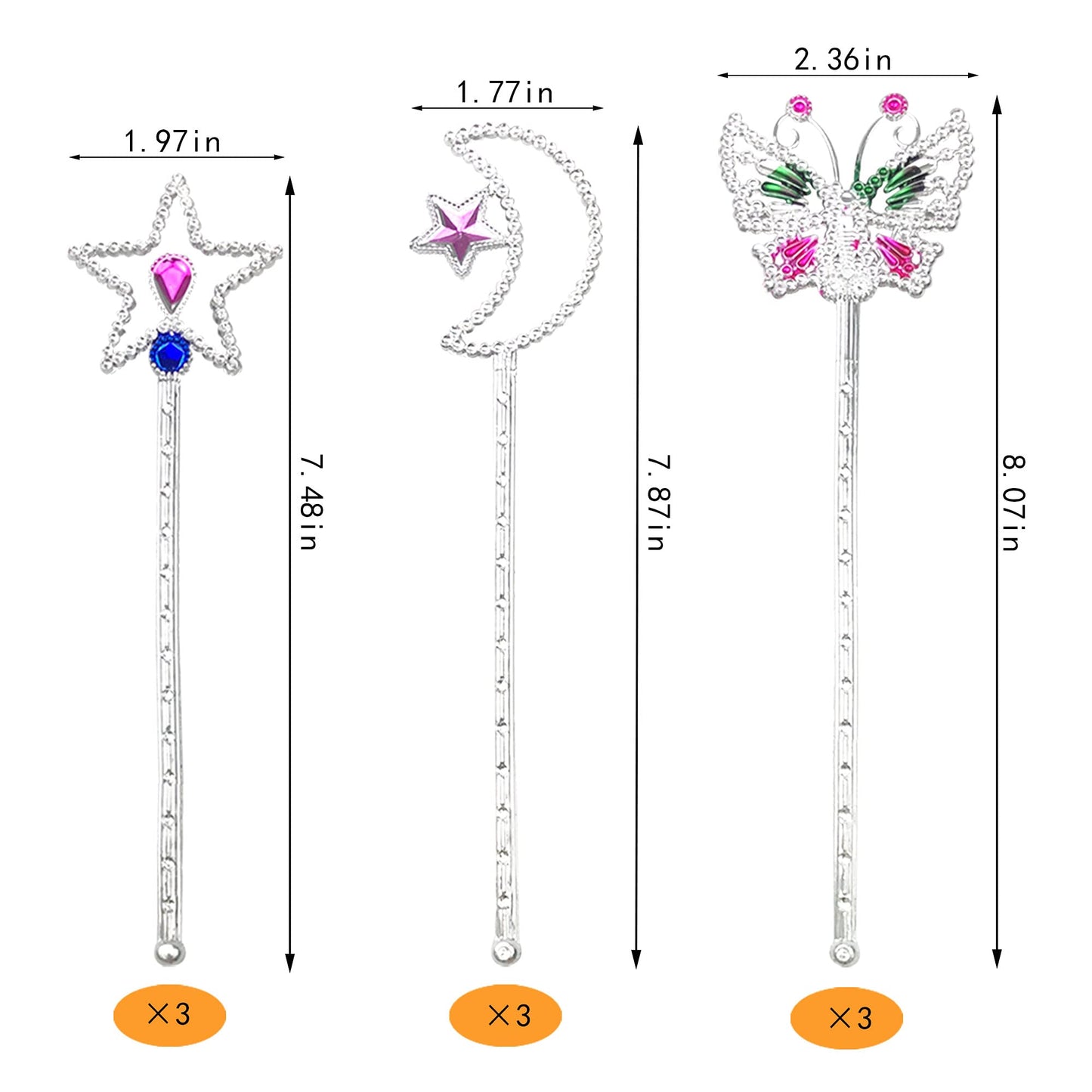 PPXMEEUDC 21-Piece Fairy Magic Dress-Up Wand Set — Princess Wands for Dress-Up, Party & Cosplay
