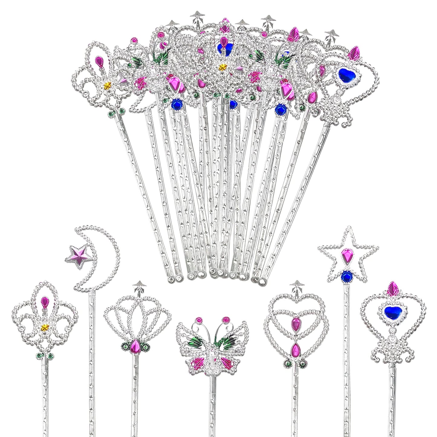 PPXMEEUDC 21-Piece Fairy Magic Dress-Up Wand Set — Princess Wands for Dress-Up, Party & Cosplay