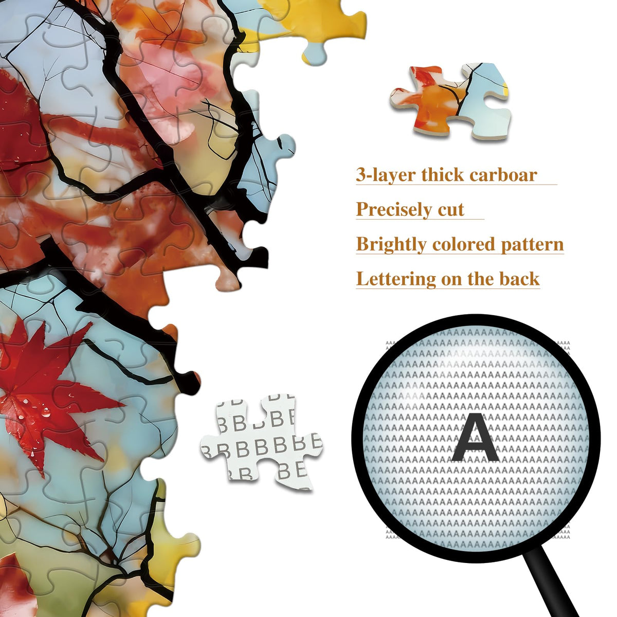 PQIKTUV Jigsaw Puzzle 1000 Pieces – Stained Glass Autumn Tree, Dustproof Storage Bag Included