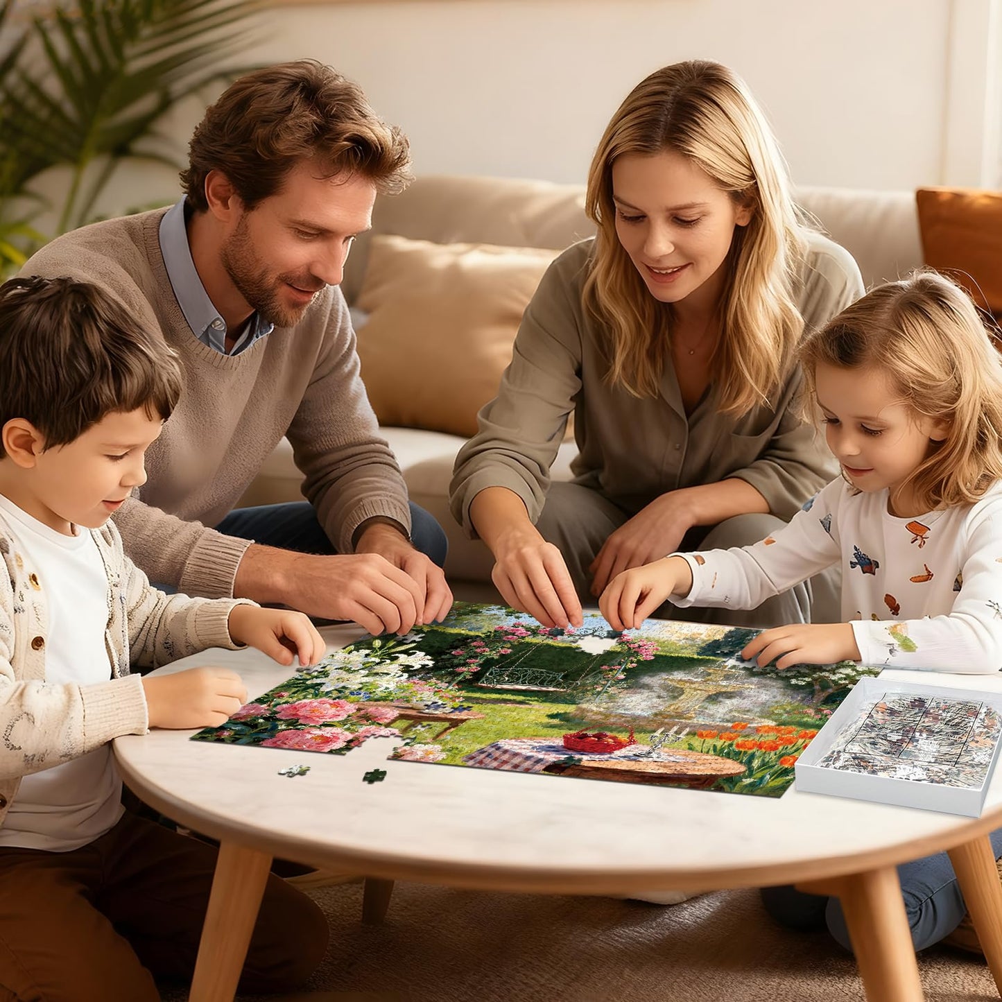 PQIKTUV 1000-Piece Garden Puzzle for Adults – Jigsaw with Letters on Back (70x50 cm)