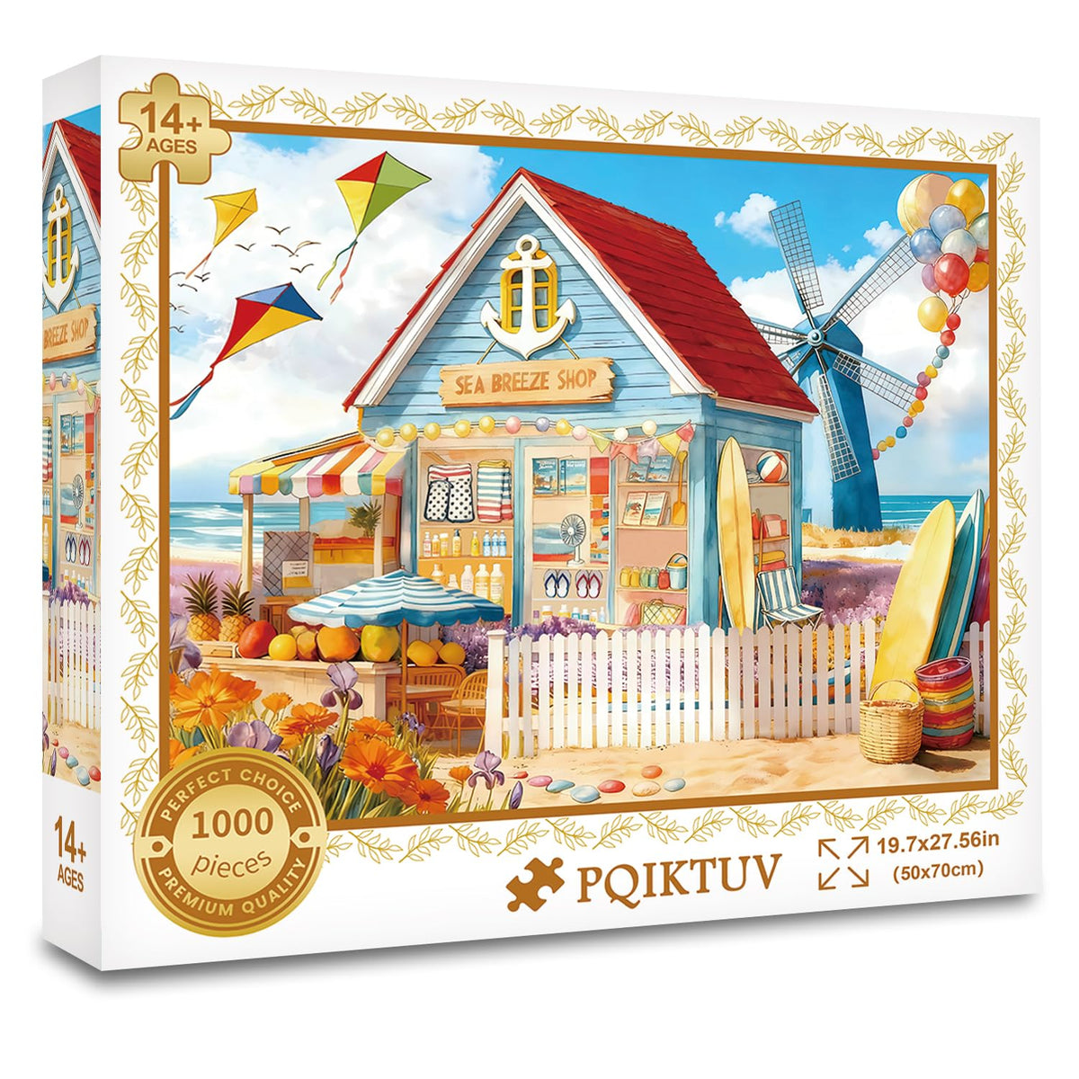 PQIKTUV 1000-Piece Jigsaw Puzzle with Letters on Back – No Dust, Sectioned Back, 27.56 x 19.7 in