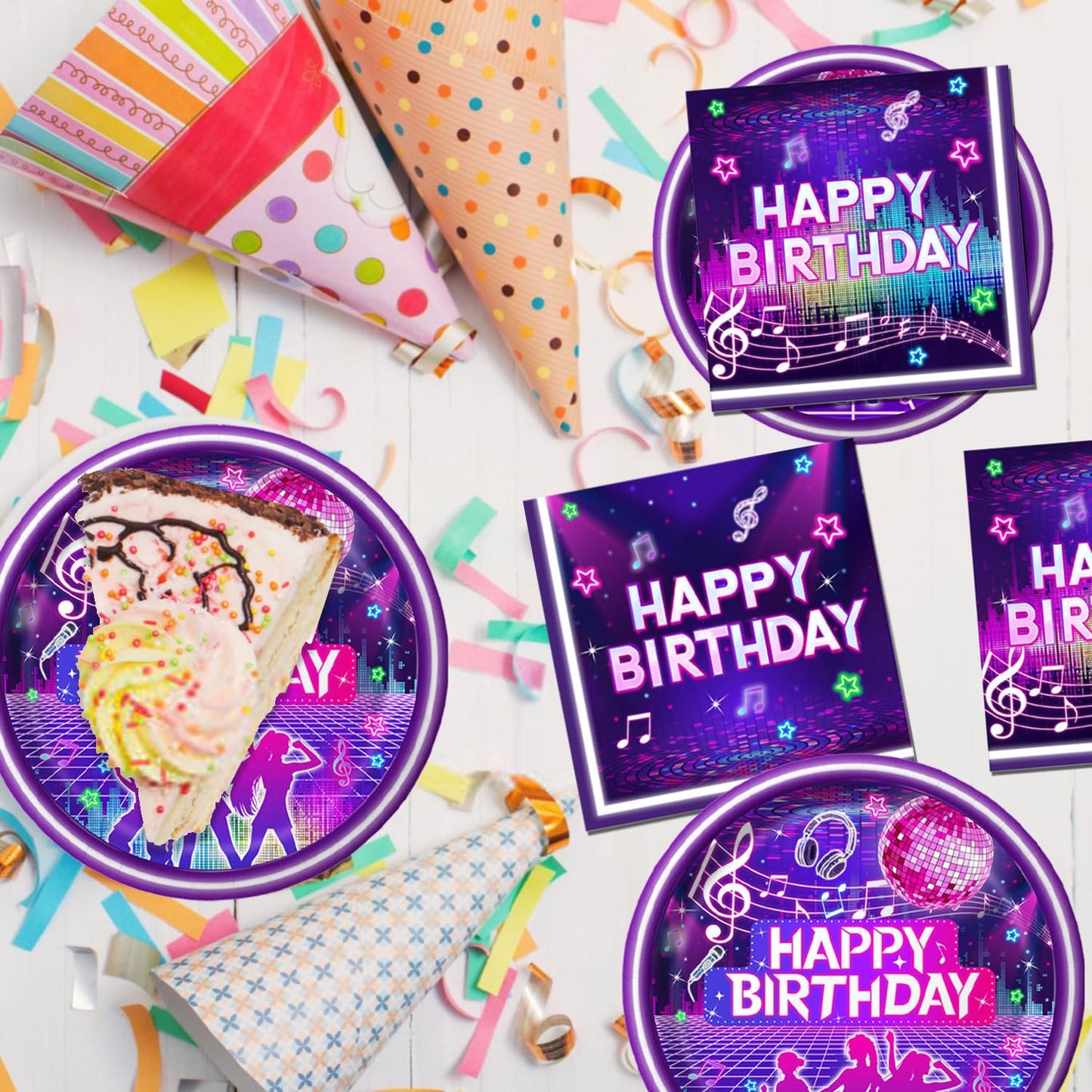 Practice Star 144 PCS Pop Music Party Decorations – Plates Napkins Cups Cutlery for 24