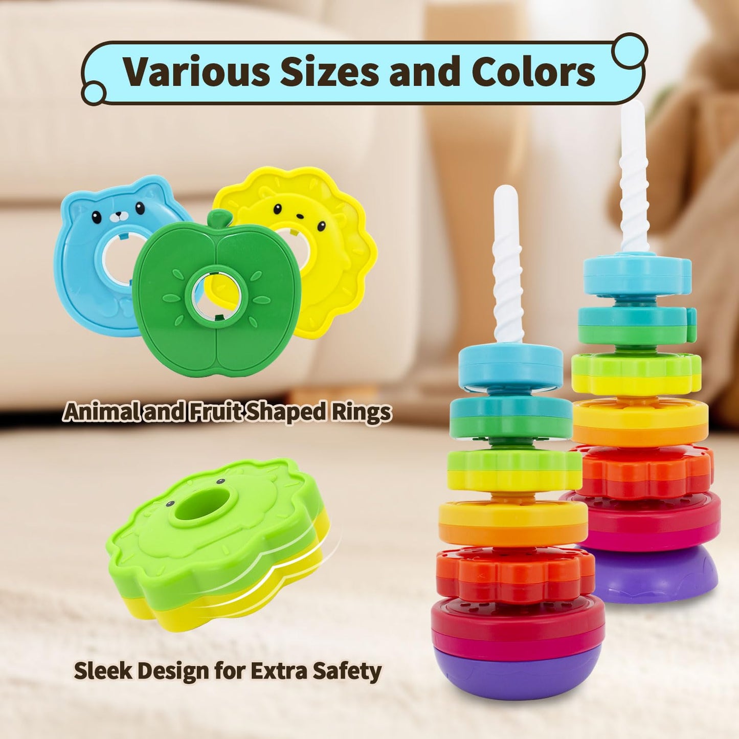 PracticeJQDEN Montessori Toy for 1+ Year Olds — Educational Stacking & Sensory Play