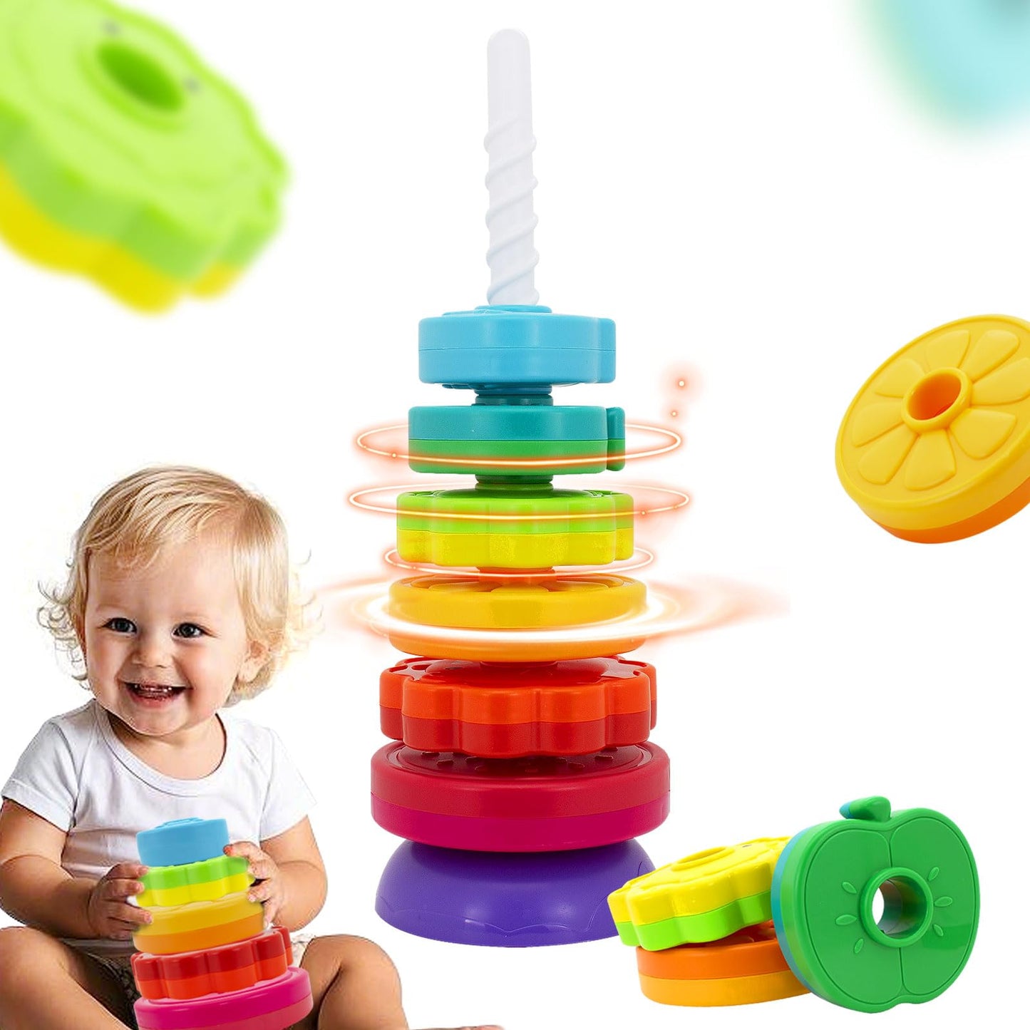 PracticeJQDEN Montessori Toy for 1+ Year Olds — Educational Stacking & Sensory Play
