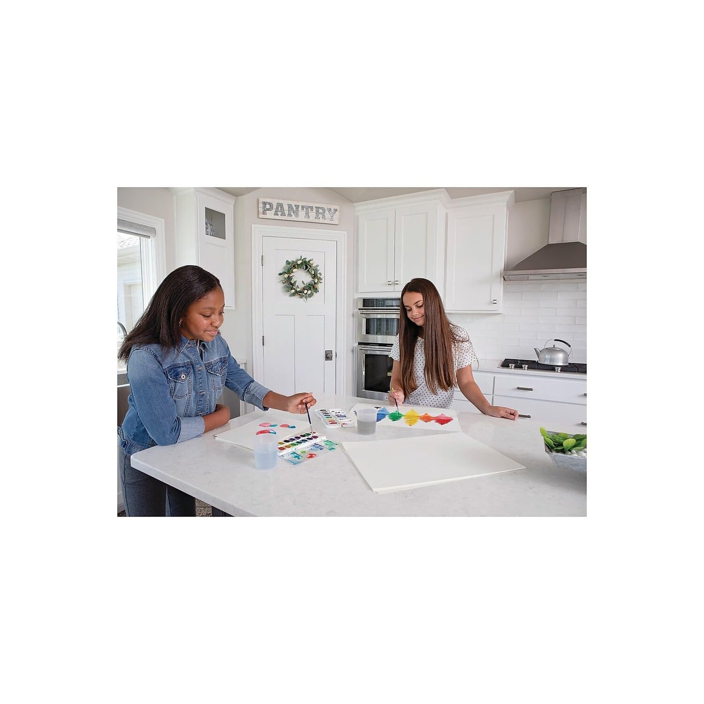 Prang Washable Semi-Moist 16-Color Watercolor Set with Brush — Shaped Pans for 41% More Paint