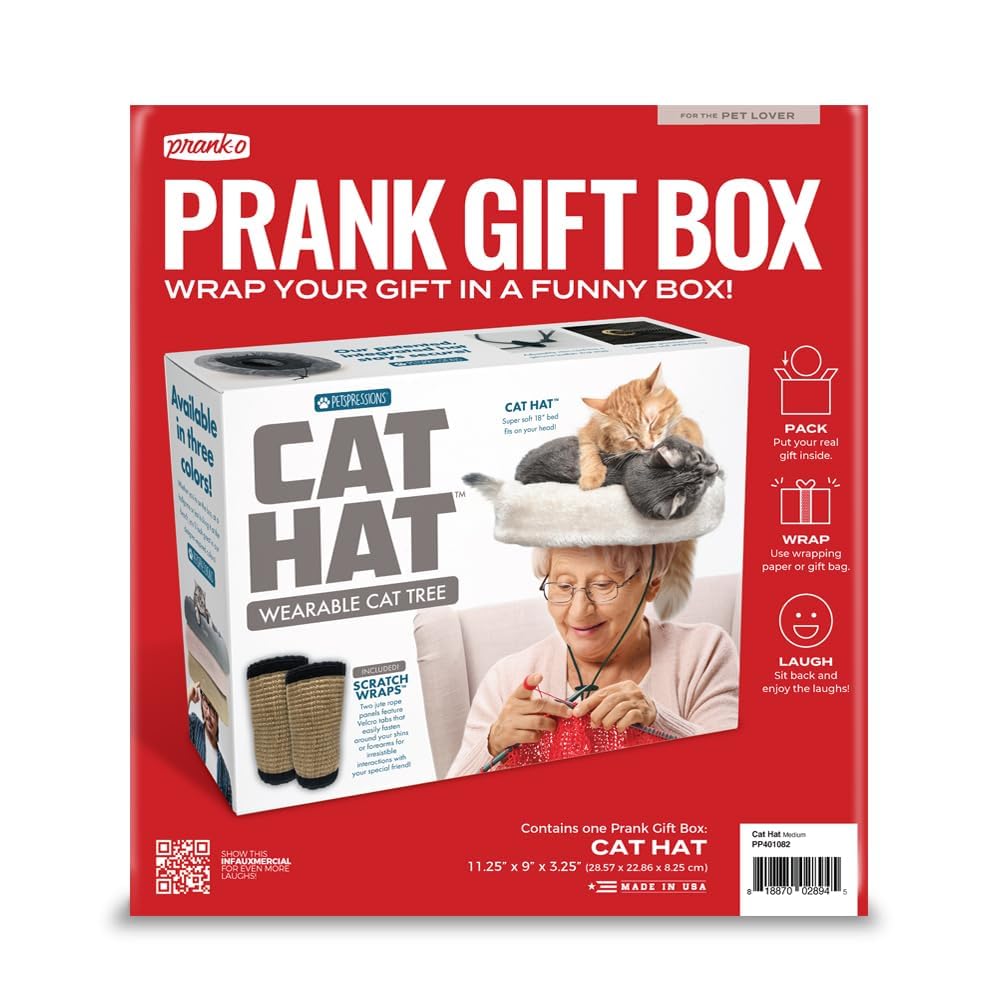 Prank Pack Cat Hat Prank Gift Box – Empty Gag Box for Christmas Pranks