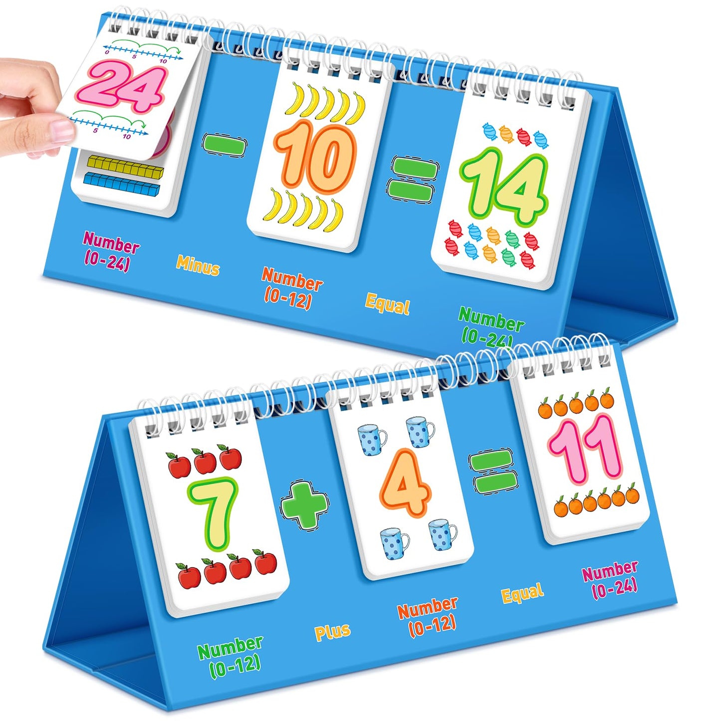 PraxiKidy Addition & Subtraction Flash Cards - 0-24 Math Facts for Kids