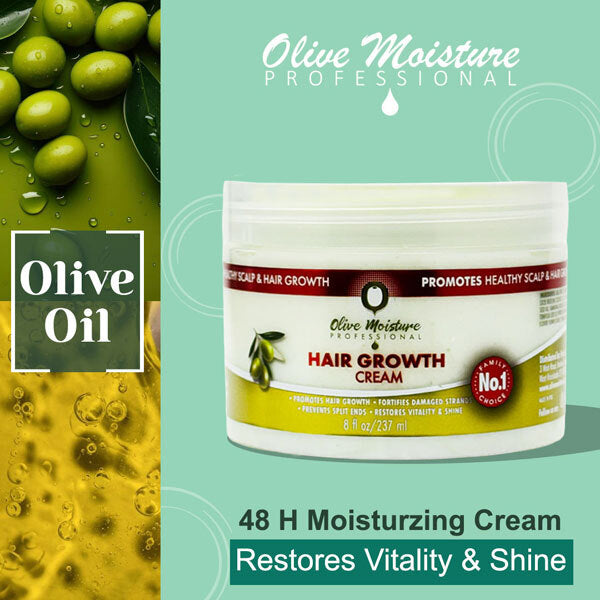 Olive Moisture Hair Growth Cream Stimulates Healthy Growth & Strengthens for All Hair Types 8 oz