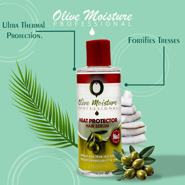 Olive Moisture Heat Protector Hair Serum: Thermal Defense & Shine for All Hair Types 6 oz