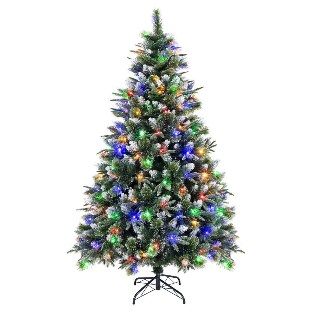 180/150 CM Pre-Lit Artificial Christmas Tree with 856/476 Pine Needles/Flocked PVC/PE Tips-150 cm