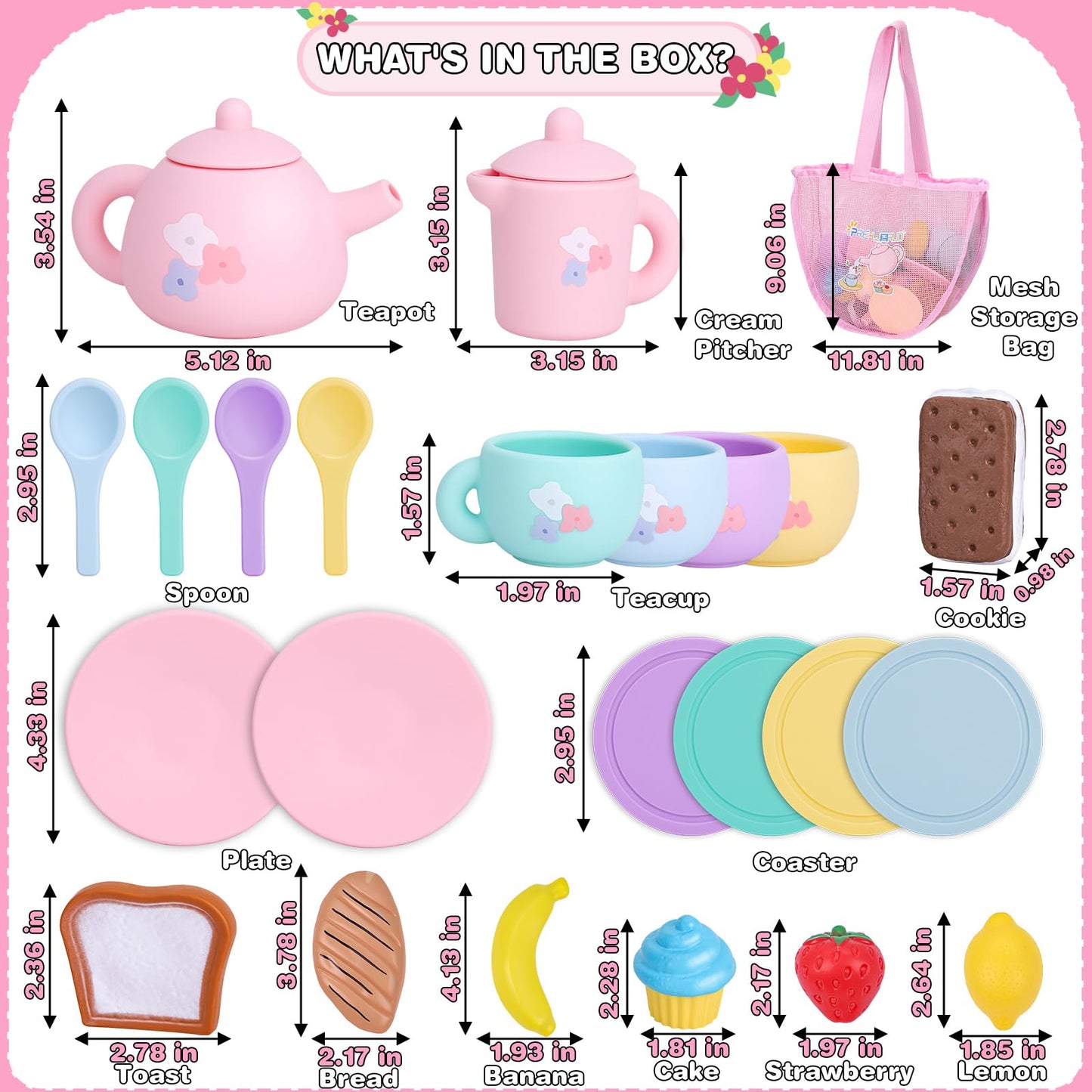 PRE-WORLD 27-Piece Silicone Tea Party Set for Kids – Safe, Realistic Pretend Play (Ages 3–6)