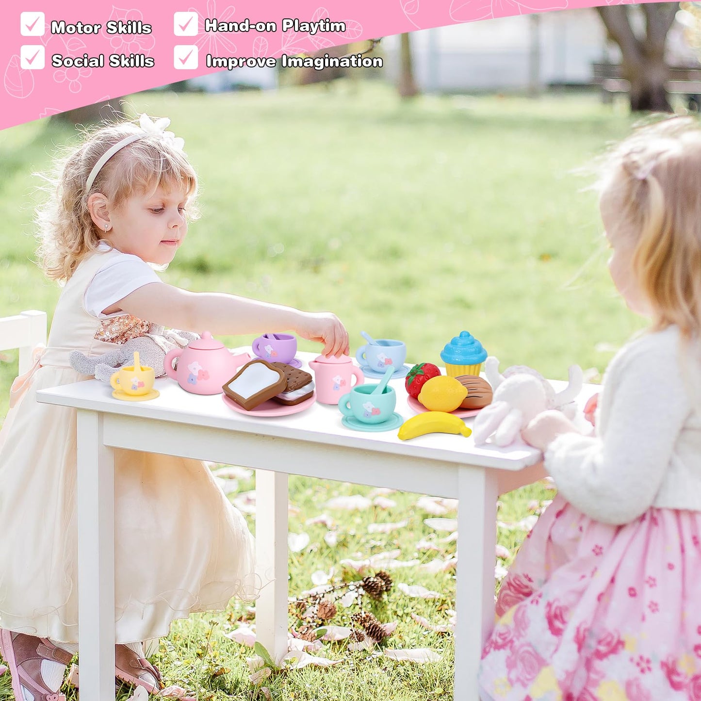 PRE-WORLD 27-Piece Silicone Tea Party Set for Kids – Safe, Realistic Pretend Play (Ages 3–6)