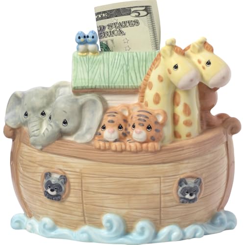 Precious Moments Noah's Ark Porcelain Baby Bank - Nursery Decor with Top Slot 173434