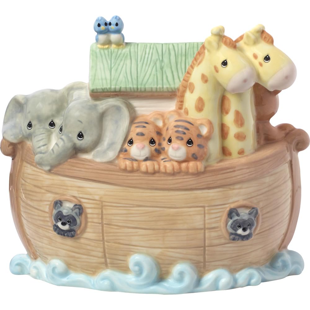Precious Moments Noah's Ark Porcelain Baby Bank - Nursery Decor with Top Slot 173434